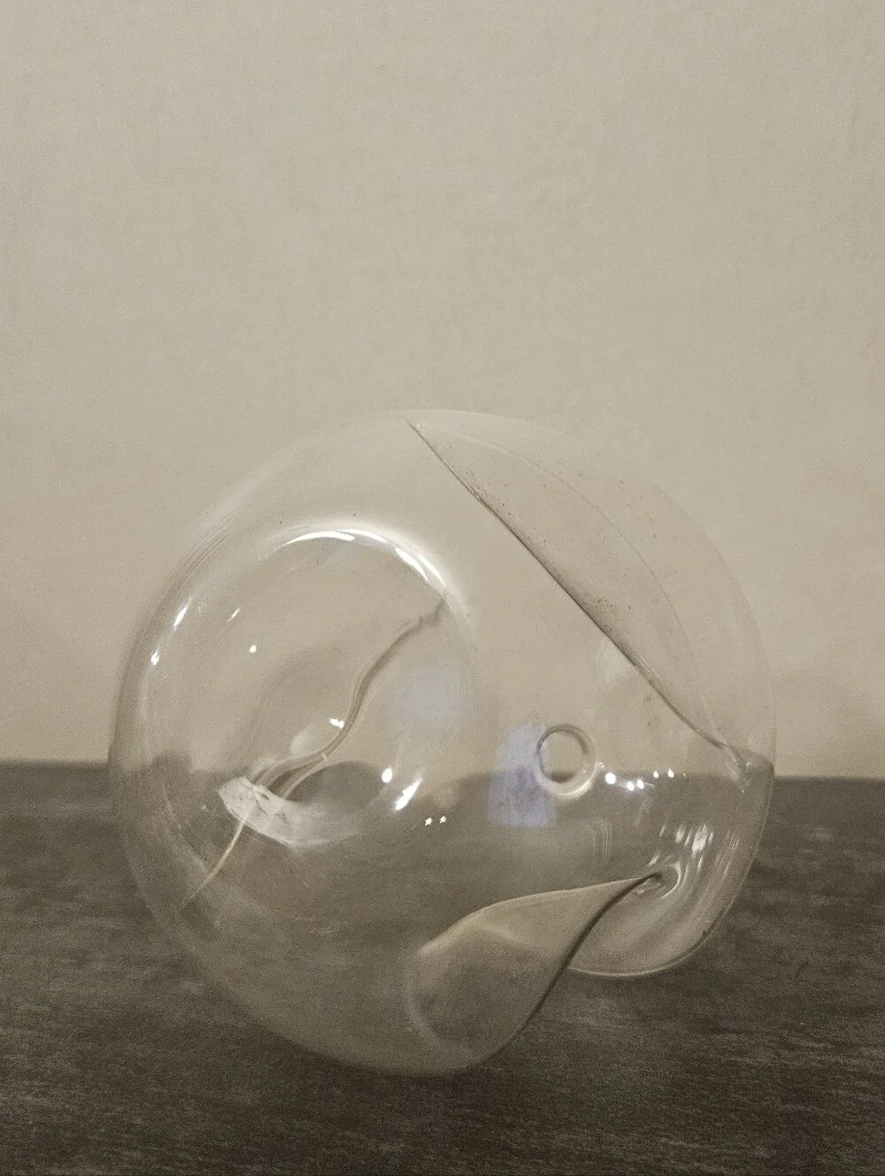 Hand Blown Clear Glass Orb Oil Lamp